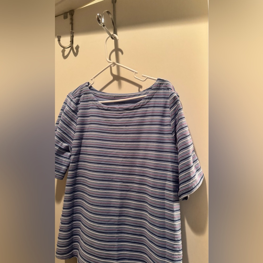 Talbots Striped Short Sleeve Tee in Blue and White